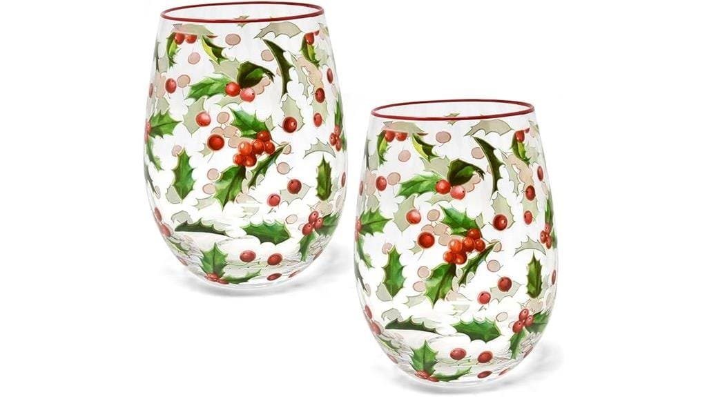 christmas stemless wine glasses