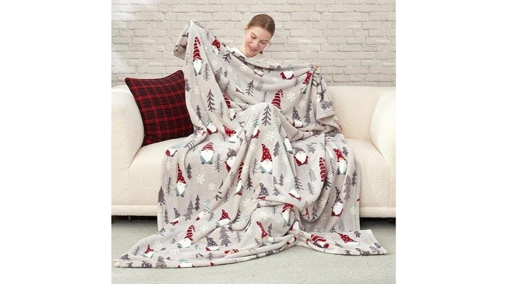gnome themed cozy throw blanket