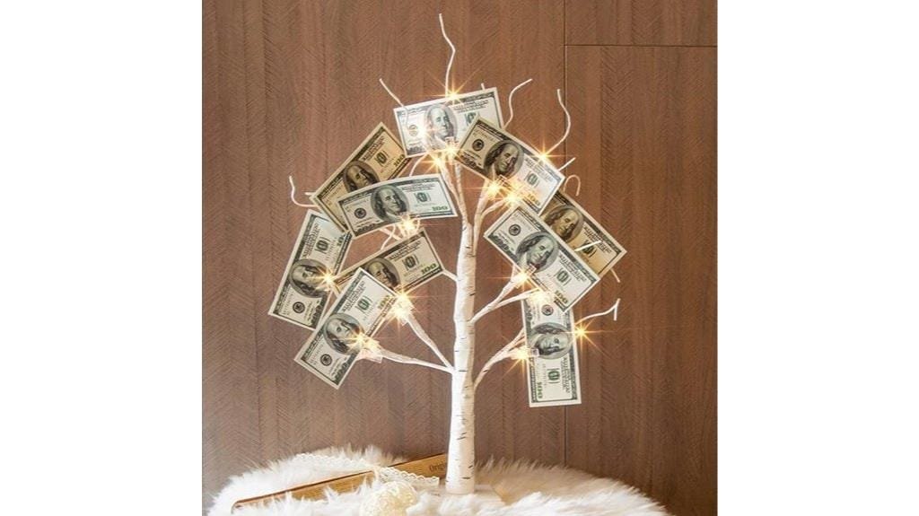 lighted birch money tree