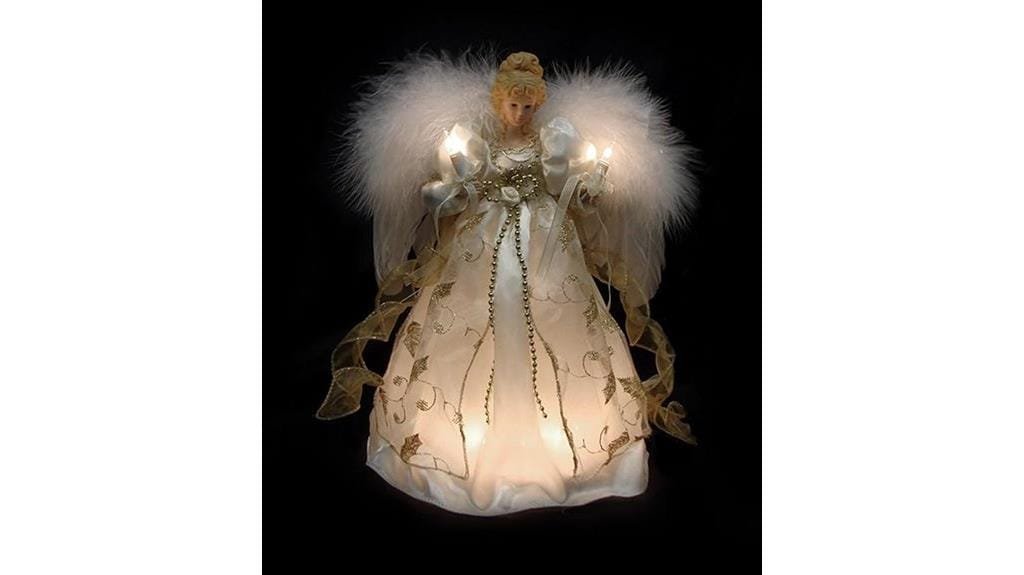 lighted cream gold angel