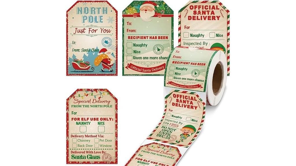vintage christmas sticker roll