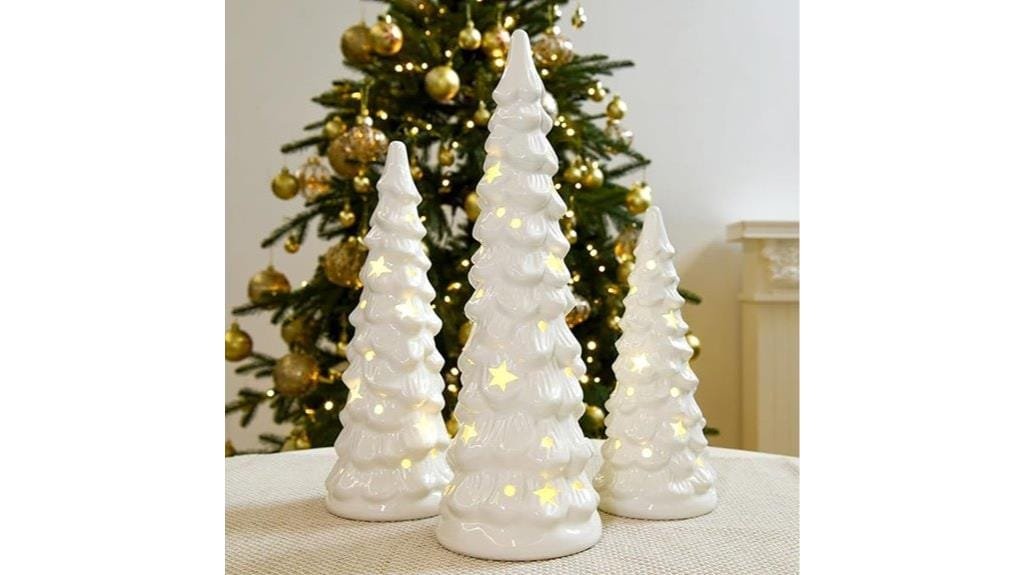 white ceramic christmas trees