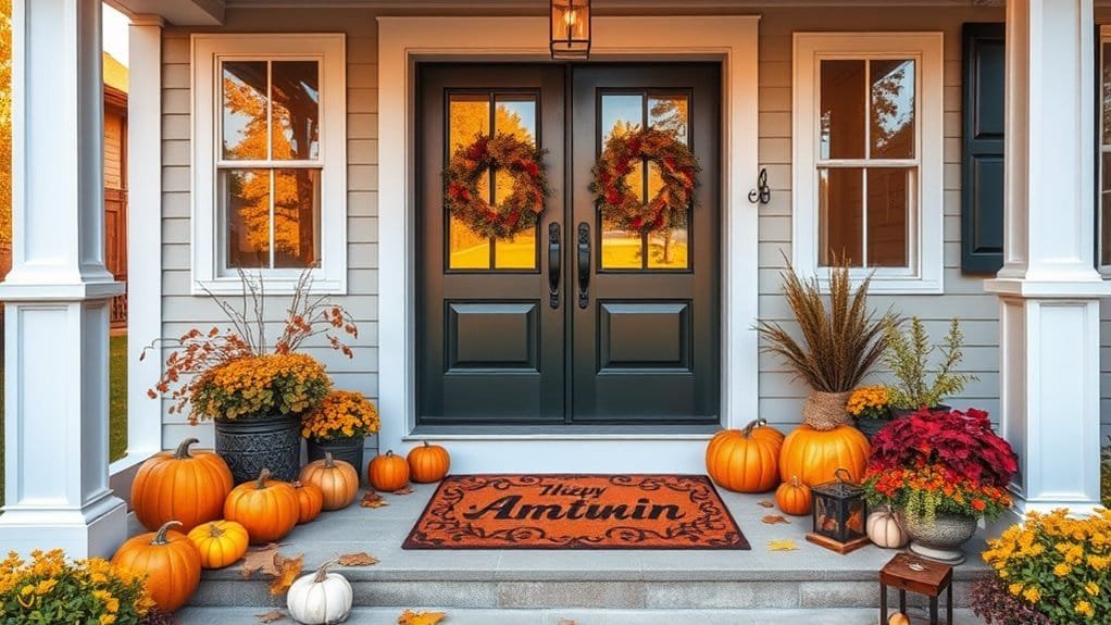 cheerful seasonal welcome mats