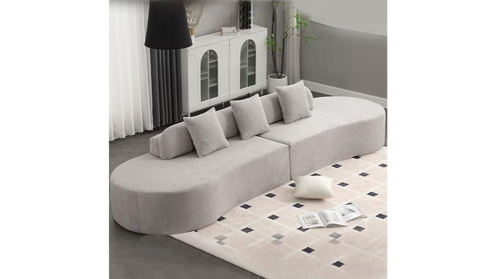 gray curved 4 seater sofa