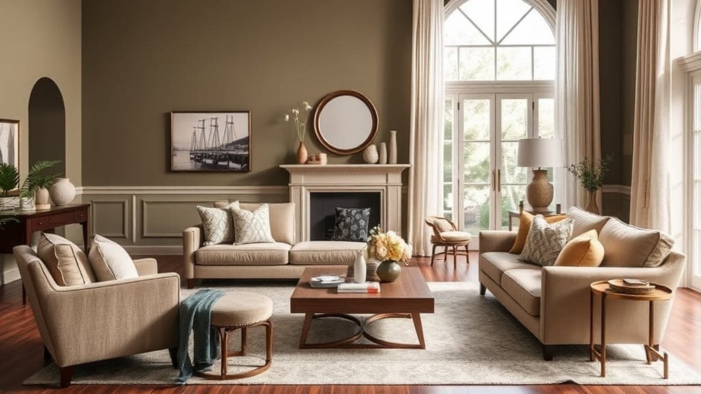 soft green and beige