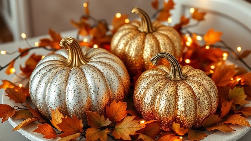 sparkly decorative fall pumpkins