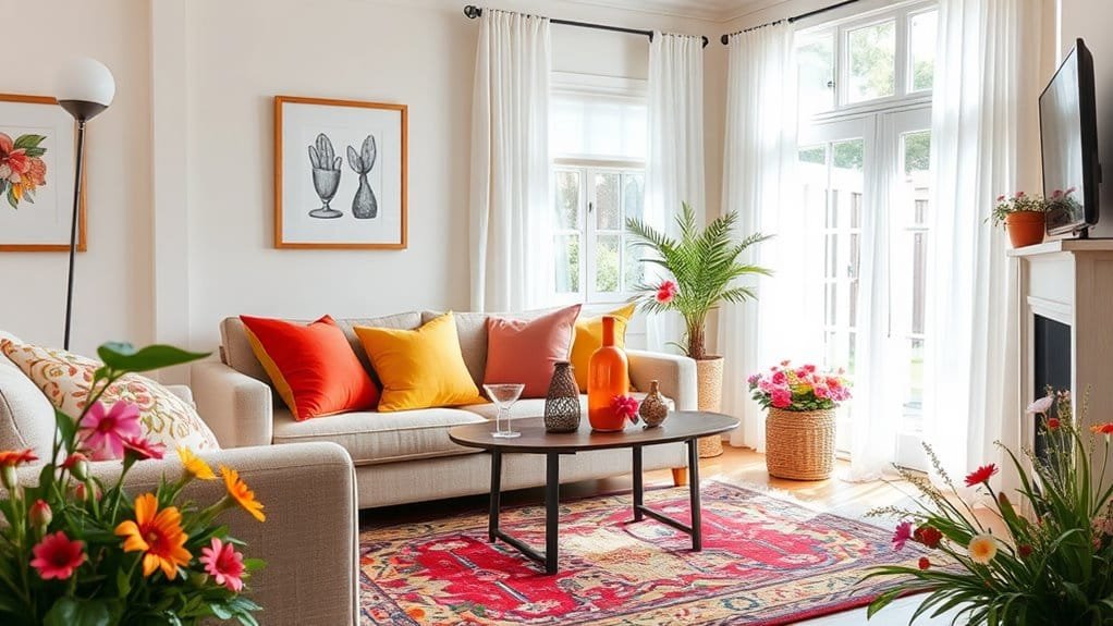 vibrant fabrics enhance decor