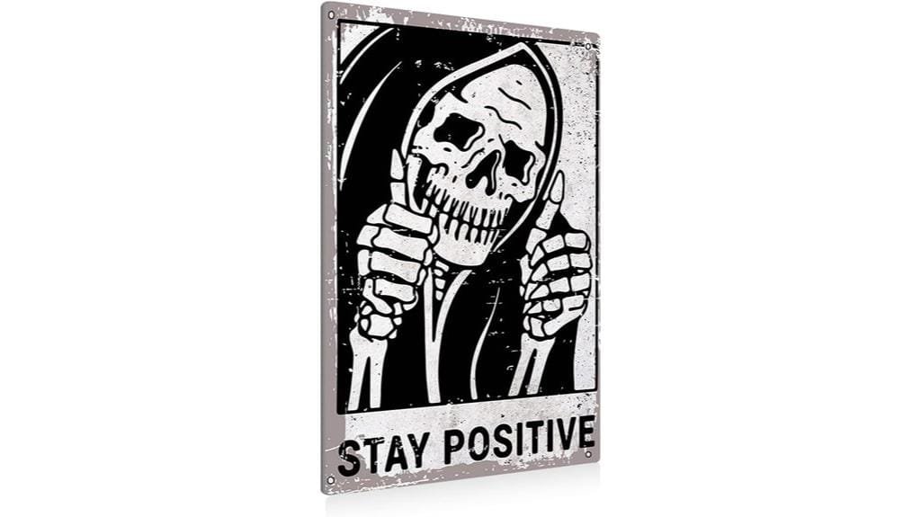 vintage positive skull sign
